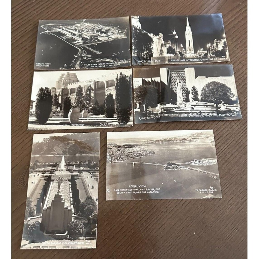 6 1939 Golden Gate International Exposition Treasure‎ Island Cali RPPC Postcards